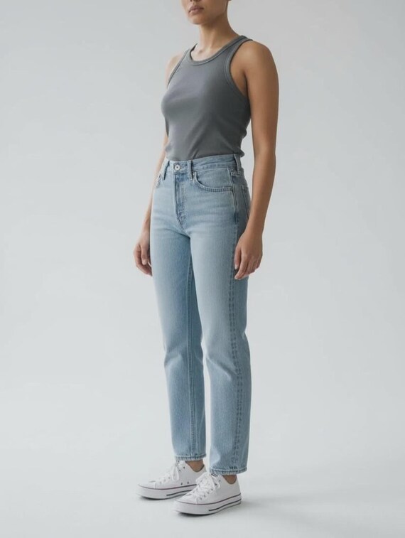 Custom Vintage 1980's 1990's Levi's 501/505 Jeans in Faded Blue, Size 30