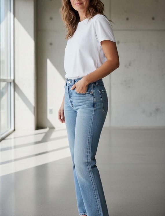 Vintage Levis 501 Jeans: Faded Medium Light Blue Wash, Size 28