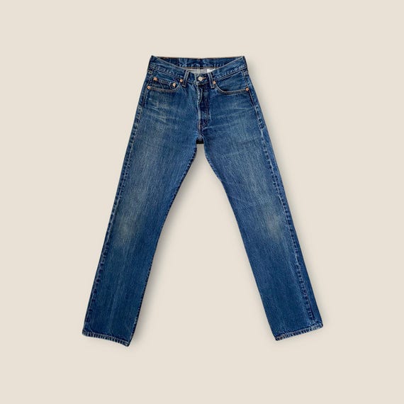Size 27 Vintage Levi's 501 Button Fly Jeans Tag size 29x34 in Deep Dark Blue
