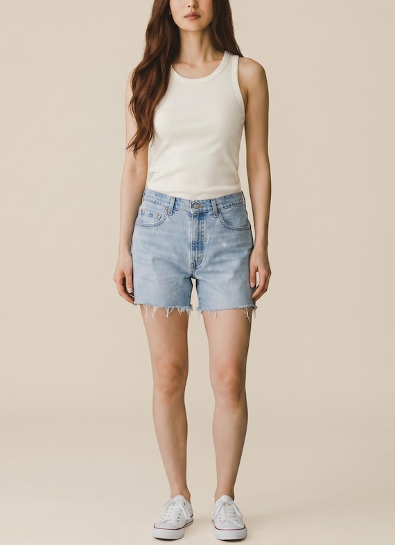 Vintage Levi's 505 Cut off SHORTS Size 30 in Faded Light Wash Blue