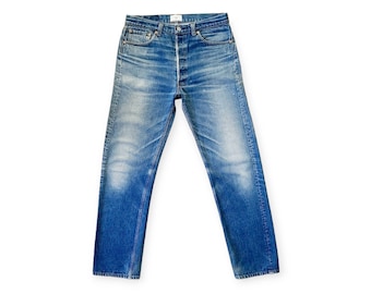 Size 33 34 Vintage Levi's 501 Jeans Tag size 36x36 Faded Blue Levii's | Item No.
