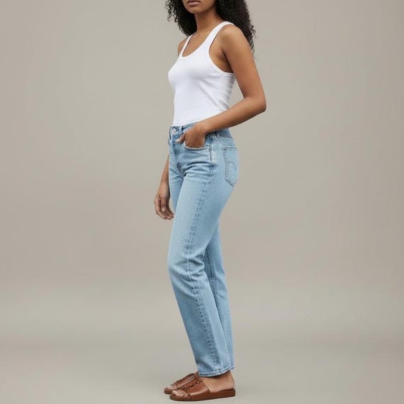Vintage Levi's 501 Jeans - Faded Blue - Size 22/23