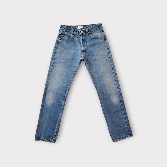 Size 29 30 Vintage Levi s 501 Button Fly Jeans Tag Size 34x36 in Faded Medium Blue With Whiskering Etsy Canada