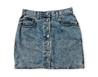 Size 26 27 Vintage CK Calvin Klein Button Up Denim Skirt | Item No. 455