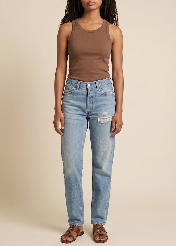 Vintage 1996 Levis 501 Jeans: Size 27 28, in Distressed Light Wash