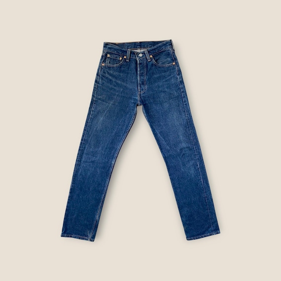 Size 27 28 Vintage Levi's 501 Button Fly Jeans Tag size 29x32 in Deep Dark Blue