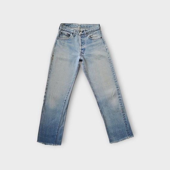 Selvedge Levis 501 Jeans Size 24 in Distressed Faded Light Wash |