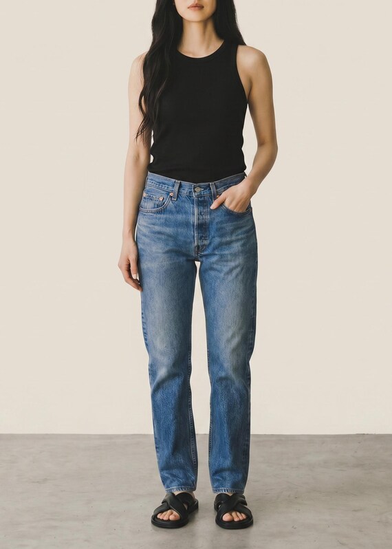 Vintage 1998 Levi's 501 Jeans: Faded Medium Blue Wash, Size 29/30