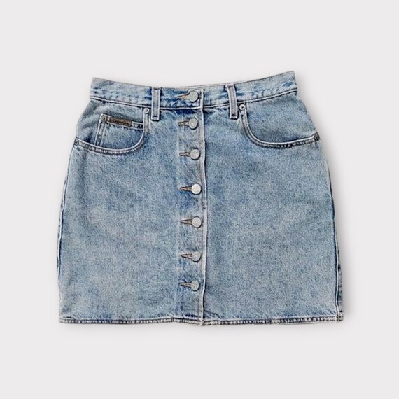 Size 26 27 Vintage CK Calvin Klein Button Up Denim Skirt