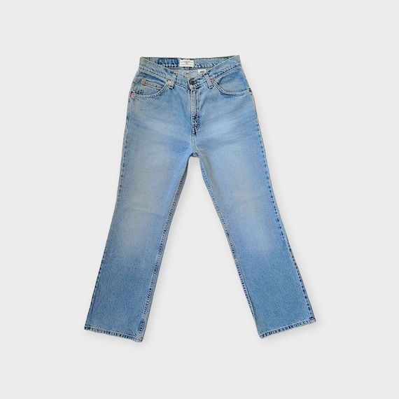 Vintage Levis 917 Jeans Size 28 Tag size 9 in Deep Faded Blue with Whiskering |  377