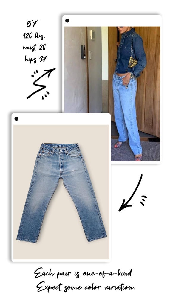 Custom Order for Julia | Vintage Levi's 501 Jeans: Faded Blue Denim, Size 28