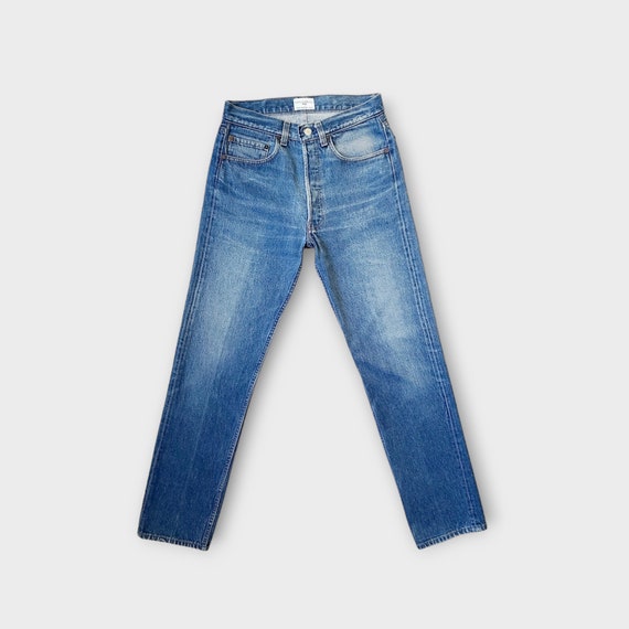 Vintage Levis 501 Button Fly Jeans Size 29  Faded Medium Blue with Whiskering |