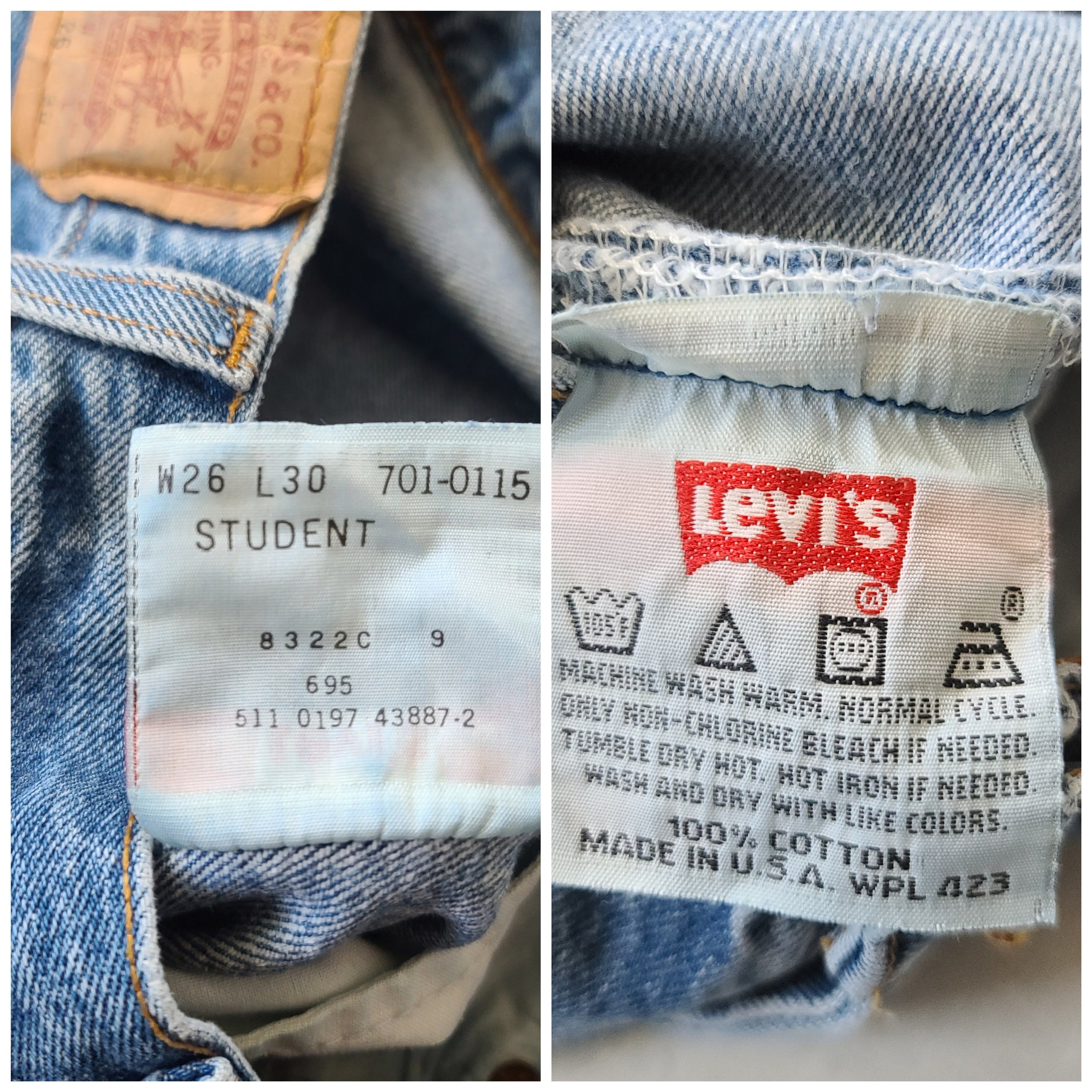 SIZE 24 Vintage 90s Levi's 501 Button Fly Jeans Tag size | Etsy