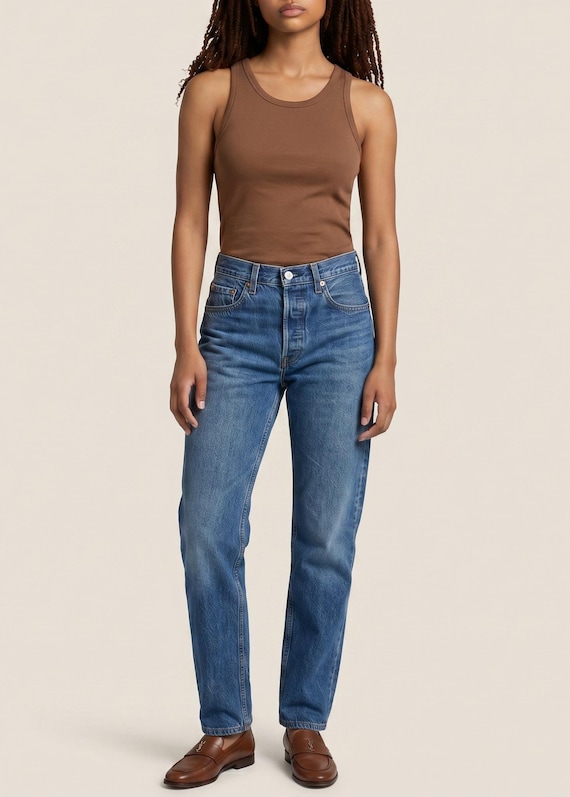 Vintage 1973 Levi's 701 Jeans: Faded Dark Blue, Size 24 25