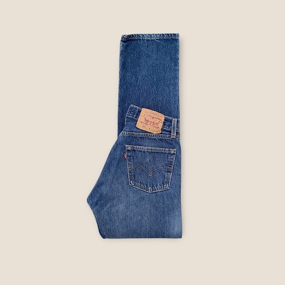 Vintage Levis 501 Button Fly Jeans Size 27 Deep Dark Faded Blue with Whiskering