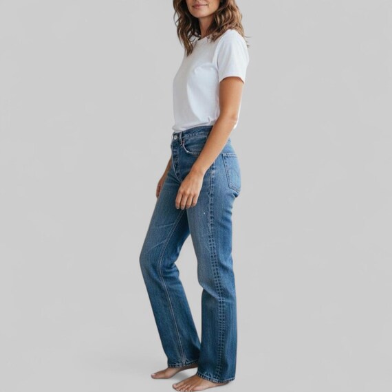 Size 25 26 Custom Vintage Levi's 501 Button Fly Jeans in Faded Blue