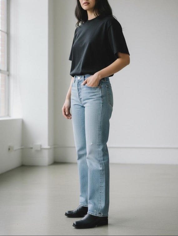 Vintage 1990s Levi's 501 Jeans Size 26 in Faded Light Blue Tag Size 29x30