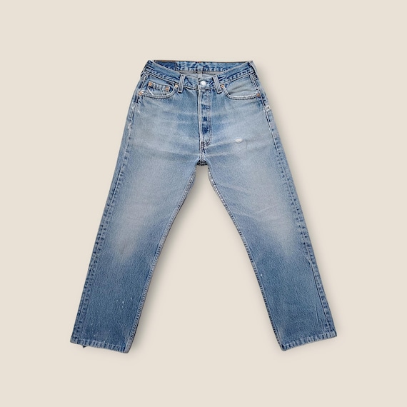 Vintage 1997 Levis 501 Jeans: Size 27 28, in Distressed Light Wash