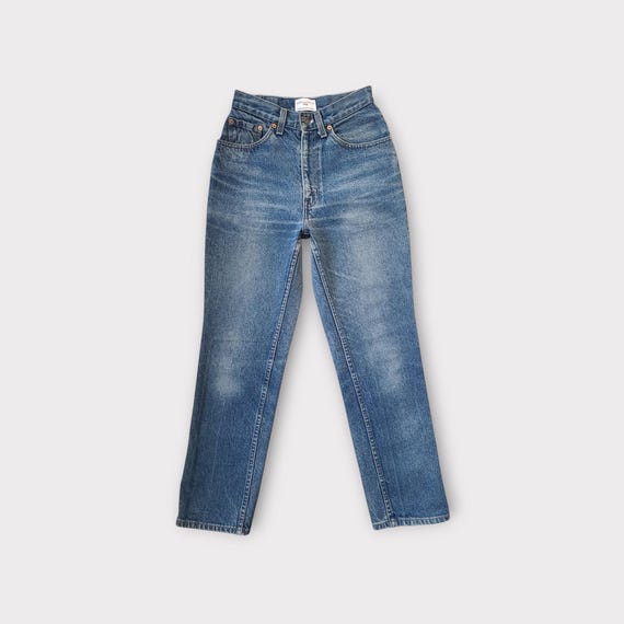 Vintage 1970s Levi's 505 High Waist Jeans Size 23 24 in Deep Blue with Whiskering |