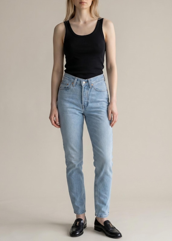 Vintage Levi's 501 Jeans - Faded Blue - Size 22/23