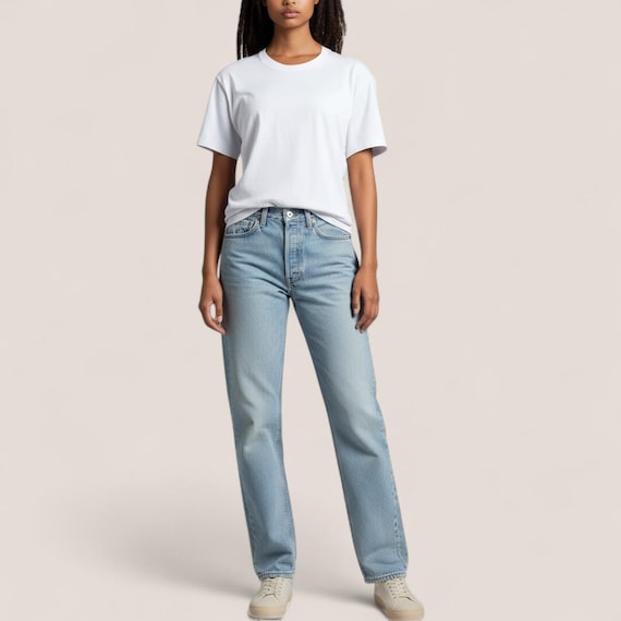 Custom Vintage Levis 501 Button Fly Jeans: Faded  Light wash