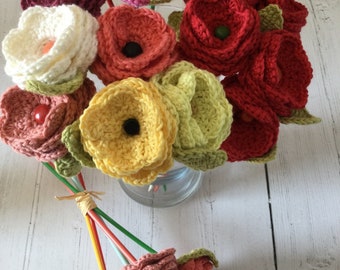 Crochet Flowers, Handmade Crocheted Flowers, Crochet Rose Bouquet, Everlasting Flowers, Everlasting Rose Bouquet, Amigurumi Flowers