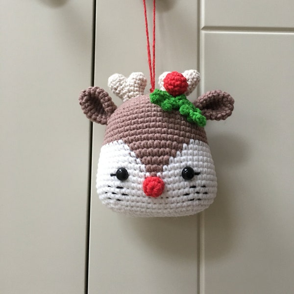 Crochet Reindeer Christmas Decoration, Crocheted Reindeer, Amigurumi Reindeer, Reindeer Bauble Decoration, Crochet Bauble, Christmas Decor