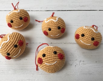 Crochet Gingerbread Man Christmas Bauble: Handmade Cotton Ornament