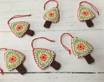 Colourful Crocheted Christmas Tree Decorations, Christmas Tree, Crocheted Christmas Decorations, Crochet Hanging Decoration