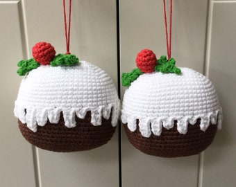 Crochet Christmas Pudding, Christmas Baubles, Crocheted Xmas pudding, Amigurumi Christmas pudding,  Christmas Tree Decoration, Christmas pud