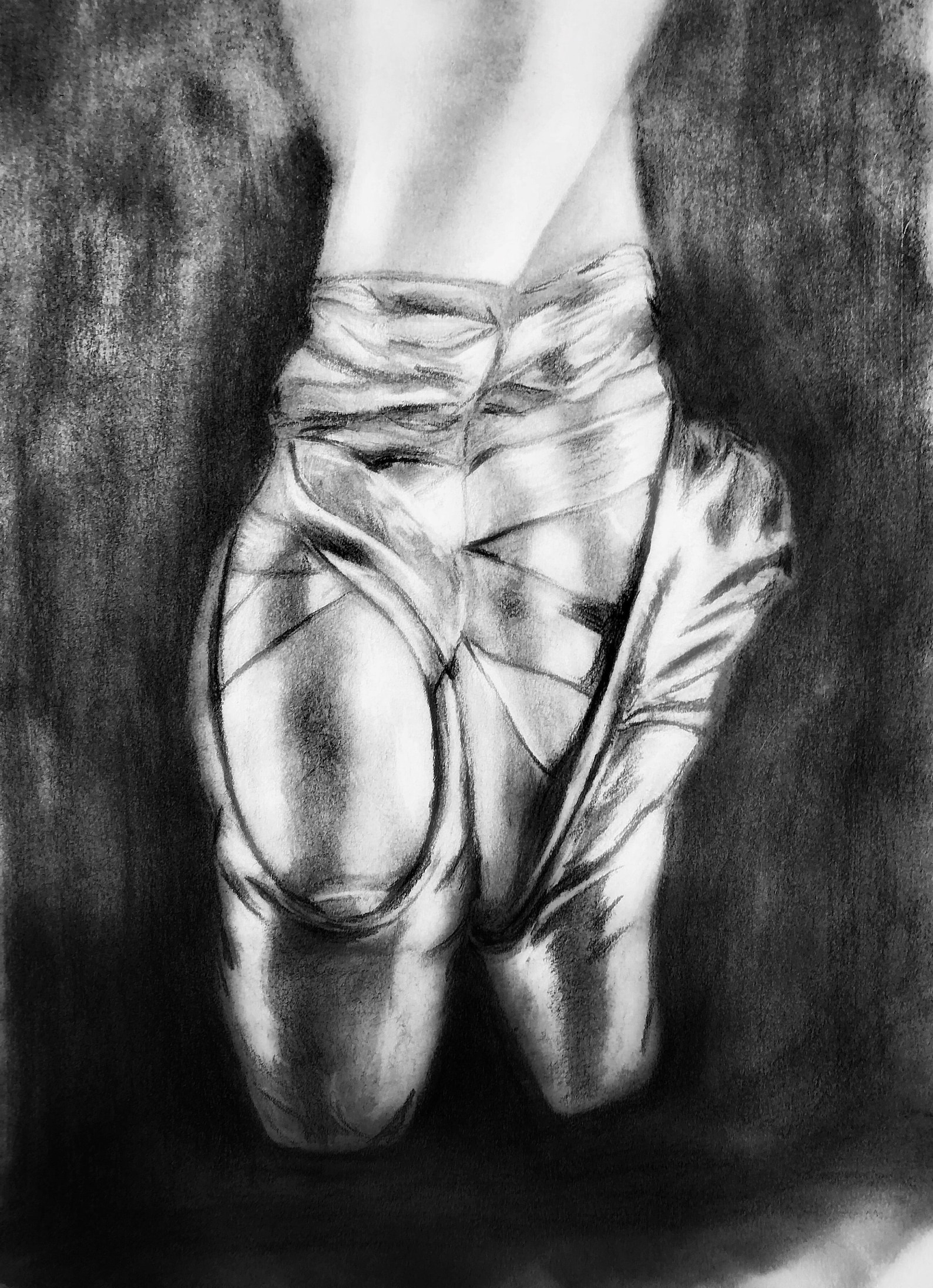 dance, ballet, pencil, graphite, drawing, pointe, 8x10, charcoal, original, artwork, girls room, dancer, shoes, handmade, teache