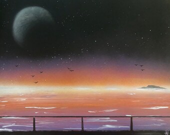 Pink Beach Spray Art Etsy