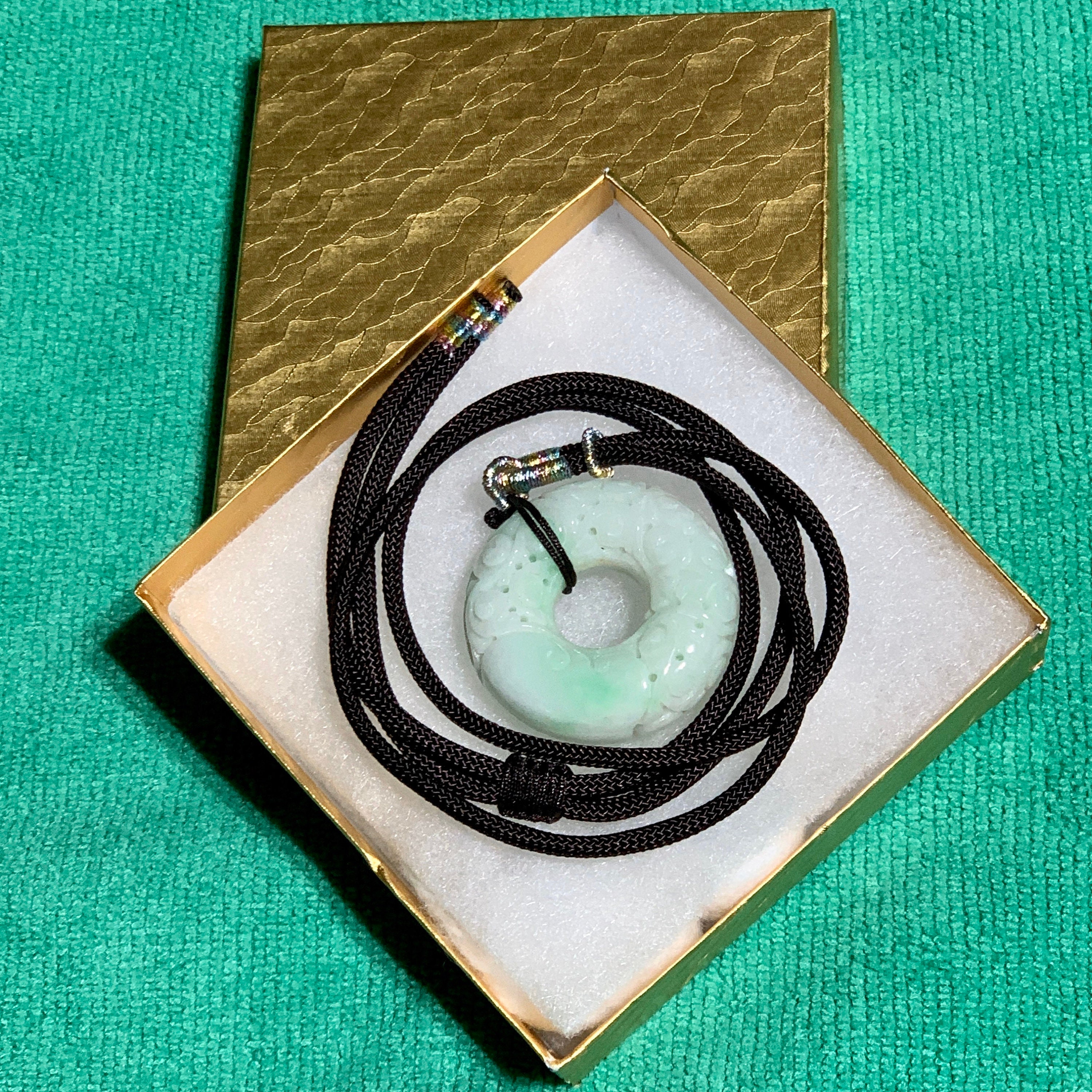 Large Carved Jadeite Donut Pendant Necklace Etsy Canada