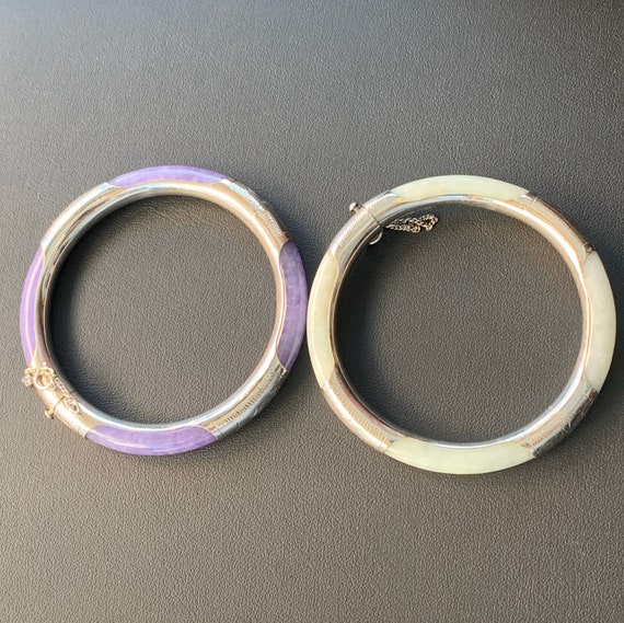 Purple and Green Antique Jadeite Bangle Bracelet,… - image 10