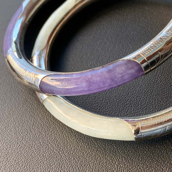 Purple and Green Antique Jadeite Bangle Bracelet,… - image 2