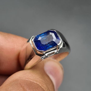 Mesmerising Royal Blue Ceylon Sri Lanka Sapphire ring for men High quality deep blue sapphire stones In 925 sterling silver ring Mens neelam