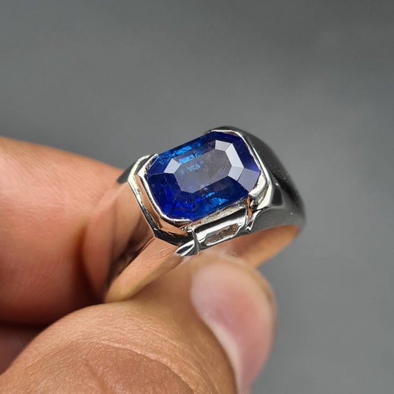 Newest Man Muscular Power Ring Blue Gem Sapphire Ring Jewelry Gift Size 8  Mm*8 Mm Blue Color 925 Silver Golden Color Man Gift - Rings - AliExpress