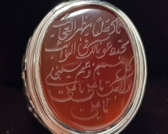 Naad-e-Ali Written Yemeni aqeeq ring | Mens Agate ring | Real yamani aqeeq rings