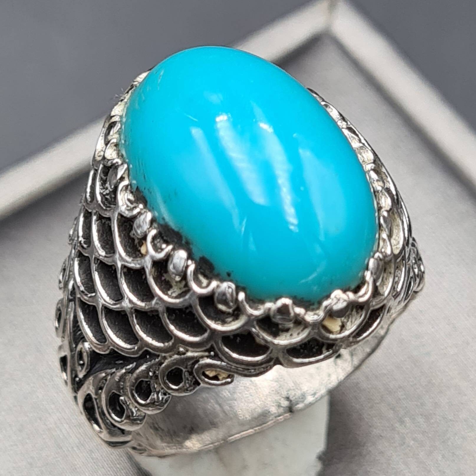 Beautiful Clean Blue Dark Feroza Ring Dark Deep Beautiful