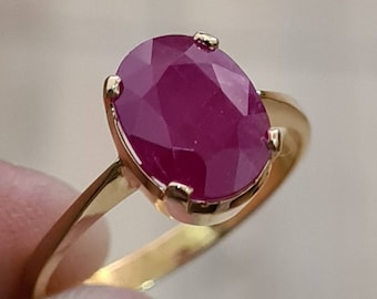Unheated Untreated Ruby Ring Women Ring Wedding Gold Ring Natural Ruby Ring 18k Yellow Gold Ring Pure Gold Ring Real Ruby Rings - No Returns