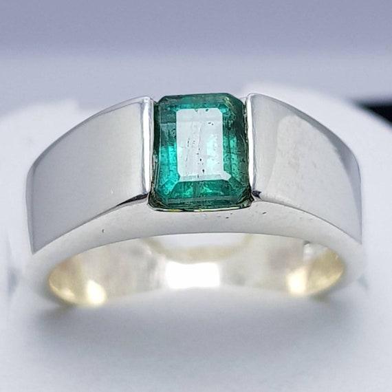 Natural Afghanistan emerald stone rings for men handmade Zamurd stone rings daily use emerald mens band wedding emerald rings ideas for men