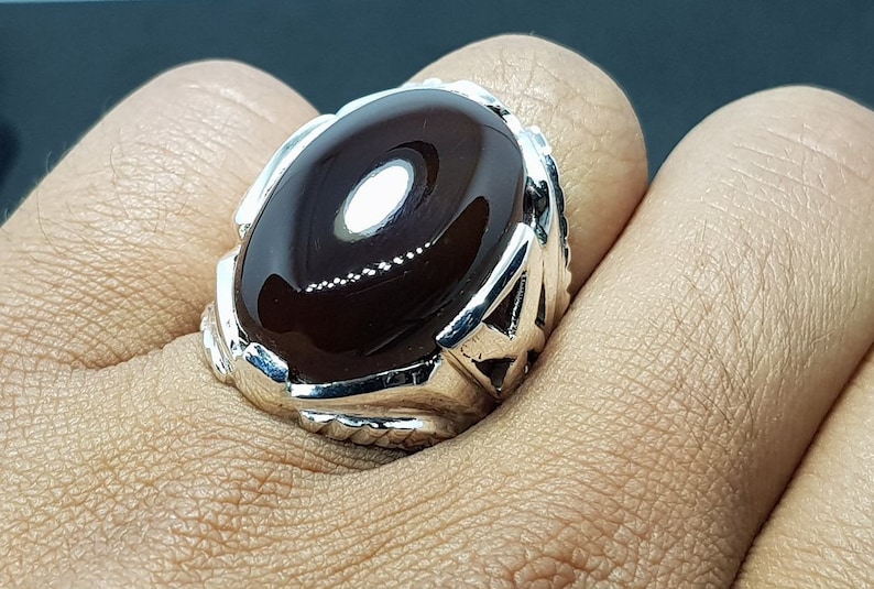 Mens Brown Black Aqeeq Ring Yemeni Aqeeq Ring for Men Mens Etsy