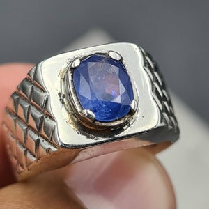 Unheated Untreated Sapphire Ring Mens Sapphire Ring Super - Etsy