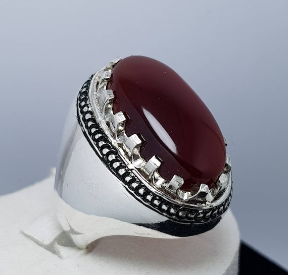 Big Kabadi Black Aqeeq Ring Yemeni Aqeeq Ring for Men Mens Yameni Aqeeq Ring Black Aqeeq agate Ring Akik Ring Shia Rings Sterling Silver