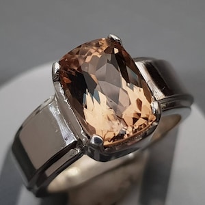 Naturlig ouppvärmd obehandlad 5 ct stor kejserlig topas Katlang topasring persikotopasring mycket sällsynt naturlig topassten herrringar 925 silver