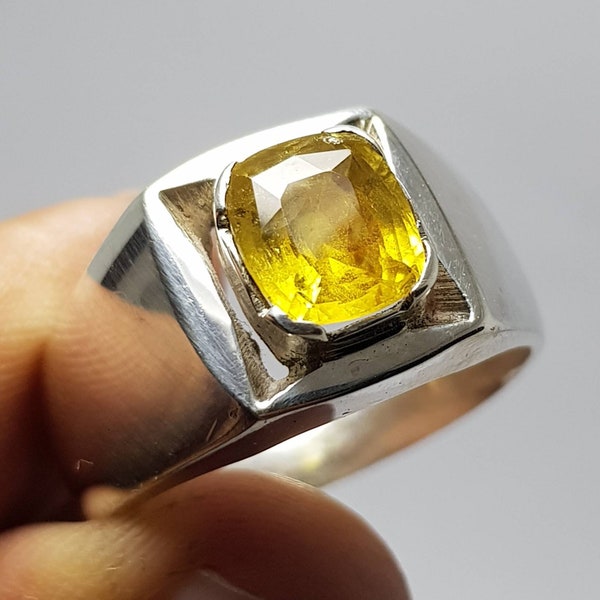 Ceylon Sapphire Pukhraj Ring Onverwarmde onbehandelde gele saffier ring Natuurlijke saffier ring Grote saffiersteen 2.25 Ct saffier ringen Shia