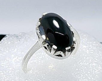 Natural OLD Real Aqeeq Ring Dark Black Kabadi Agate Akik Rings Islamic Ring 925 Sterling Silver Women Aqeeq rings Agate Stone Rings Women