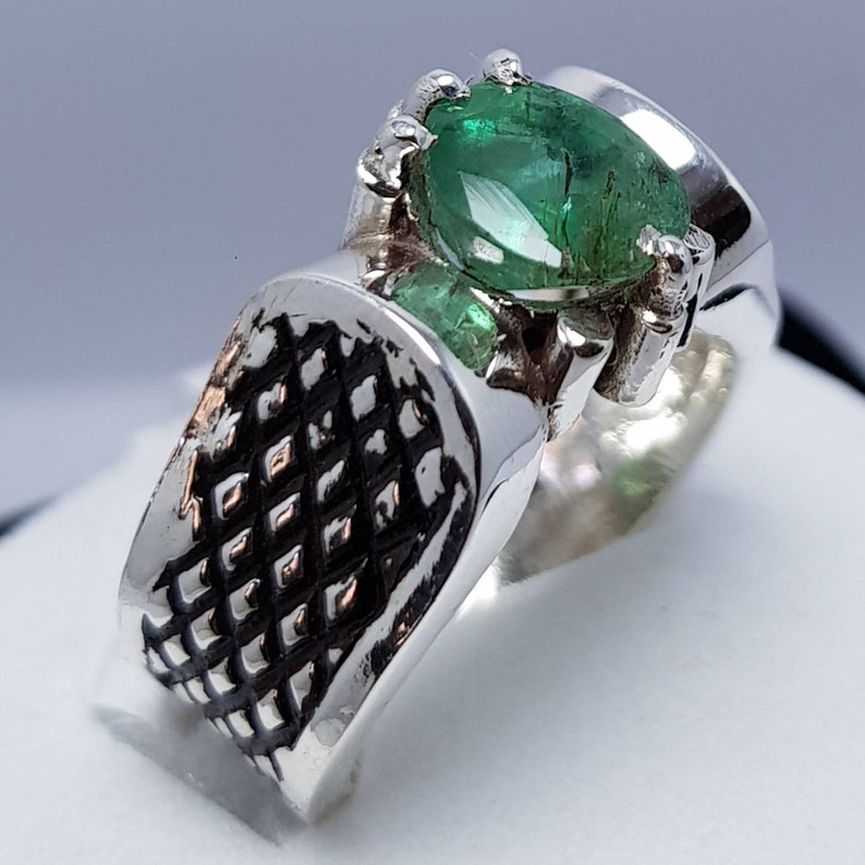 Mens Natural Emerald Ring Emerald Band for Men Real Emerald | Etsy