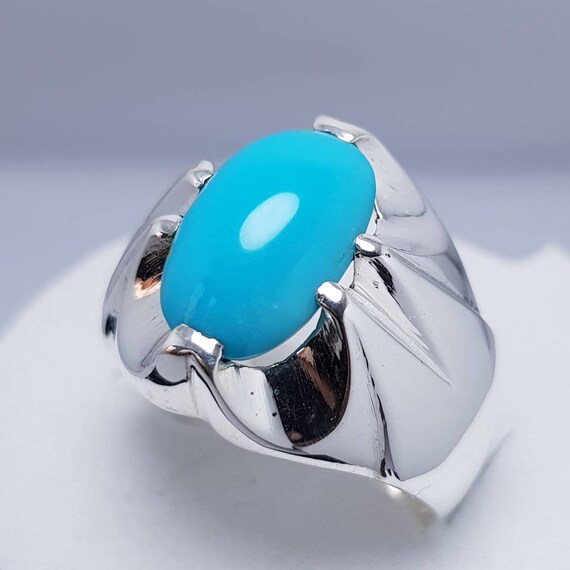 Beautiful Super Clean Blue Dark Feroza Ring Dark Deep