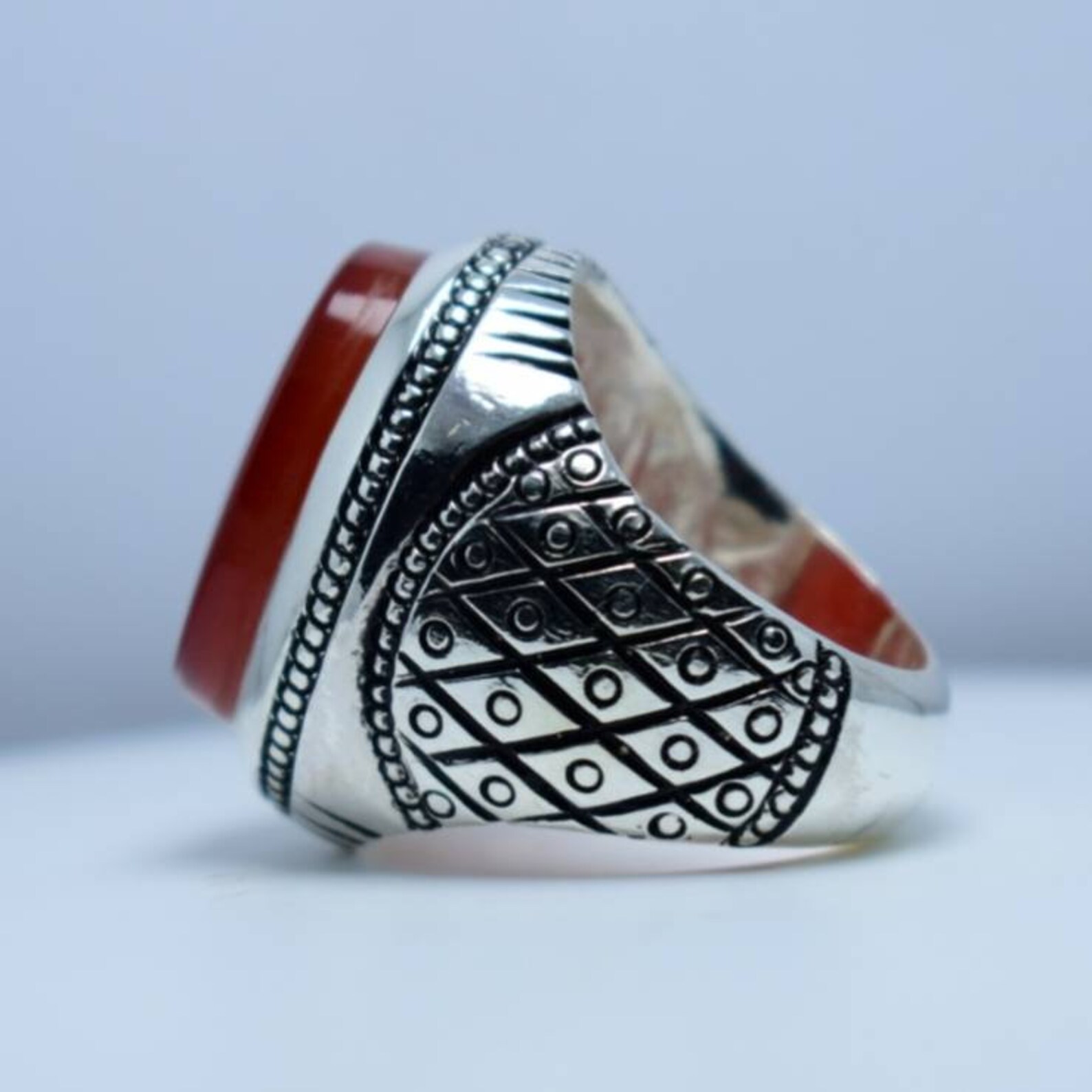 Real Dark Brown Aqeeq Ring Mens Aqeeq Ring Islamic Rings Shia Etsy